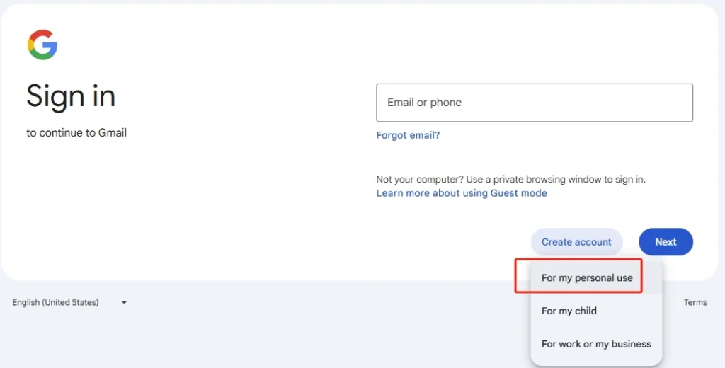 最新 Gmail 注册指南:中国+86手机号也可以轻松注册gmail谷歌邮箱账号 7 create google account 0