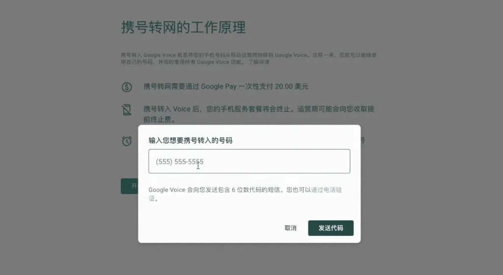 Google Voice 可以携号转网吗?最新谷歌电话Google Voice转永久教程 6 转入号码